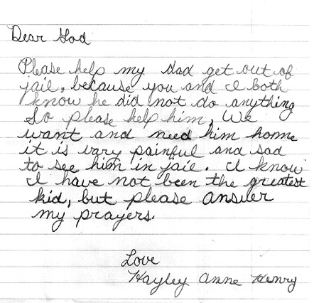 Hayley Henry's prayer for her dad in prison